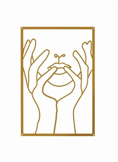 Buy Gold Minimalist Metal Wall Art - Modern Abstract One Line Women Body Face Decor for Living Room, Bedroom, Bathroom,30*45CM in UAE