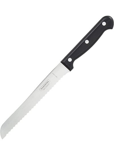 اشتري Tramontina - 7 Inches Bread Knife Ultracorte - Antibacterial Handle, 23859/107_Black في مصر