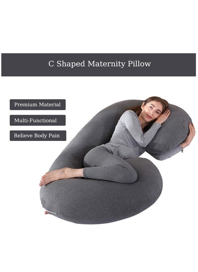 Buy Soft Pregnancy Pillow,140CM C Shaped Full Body Pillow with Removable Cooling Cover, Maternity Pillow for Pregnant Women Dark Grey in Saudi Arabia