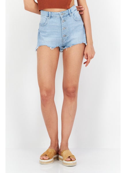 Buy Women Washed Denim Shorts, Blue in UAE