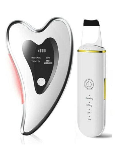 Gua Sha Facial Tools Electric Gua Sha Face Lift Device Heated & Vibration &  Red Light Face Massager Anti-Aging & Wrinkles Plus Skin Scrubber Skin  Spatula Black head Remover Pore Cleaner with
