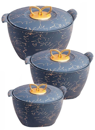 Buy Rashi Nexus Insulated Casserole Set of 3 Pieces-1800ml,2600ml and 3600ml, Blue in Saudi Arabia