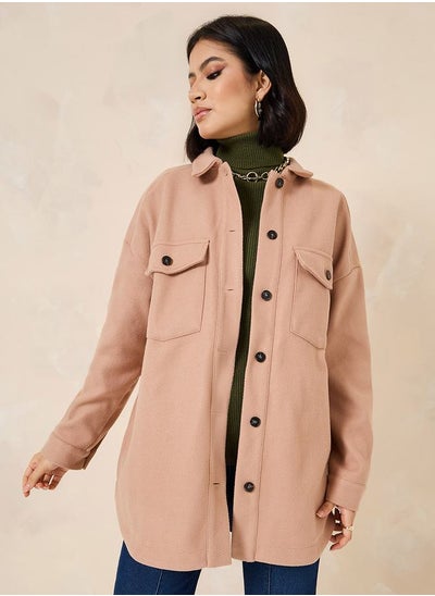 اشتري Oversized Longline Wool-Like Shacket في السعودية