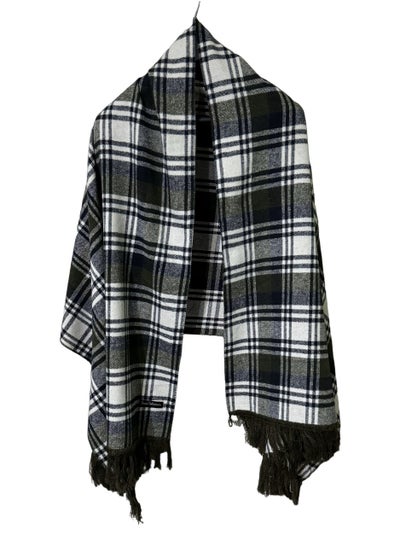 Buy Plaid Check/Carreau/Stripe Pattern Winter Scarf/Shawl/Wrap/Keffiyeh/Headscarf/Blanket For Men & Women - XLarge Size 75x200cm - P03 Navy Blue in Egypt