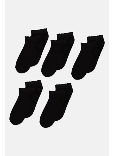 اشتري Kids Girl 3 Pair Plain Ankle Socks, Black في الامارات