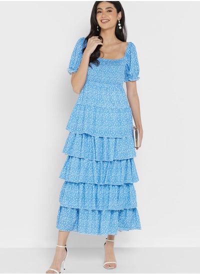 Buy Tie Back Detail Tiered Layer Dress in UAE