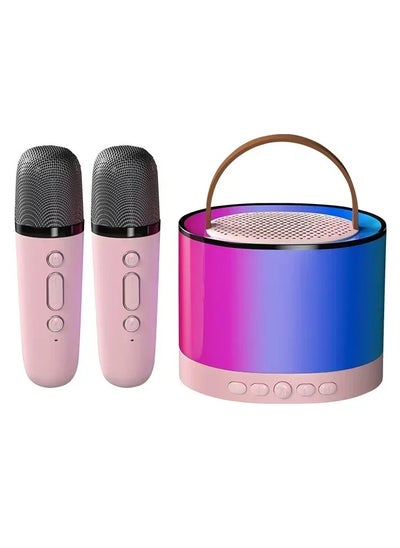 Buy K52 Portable Bluetooth Karaoke Speaker with 2 Wireless Microphones Pink in Saudi Arabia