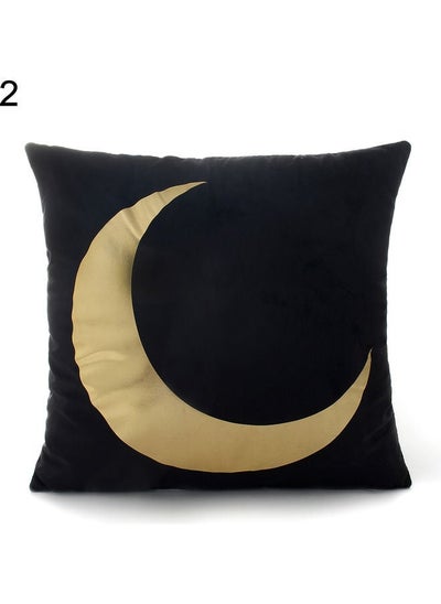 اشتري Moon Printed Throw Cushion Cover Black/Gold 45x45cm في السعودية