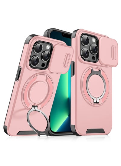 Buy GOLDEN MASK For iPhone 13 Pro Max Sliding Camshield Ring Holder Phone Case (Pink) in Egypt