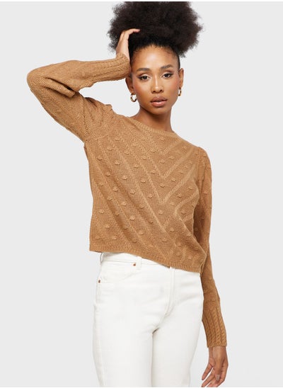 Buy Round Neck Knitted Sweater in Saudi Arabia