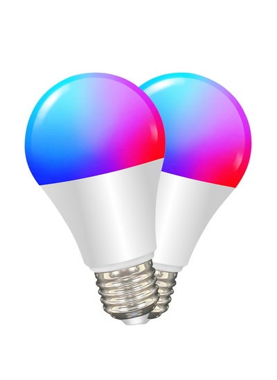 Buy Smart wifi bulb e27 app control dimmable brightness multicolor led light bulb (Pack of 2) in UAE