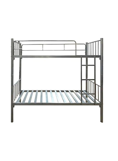 Buy Bunk Bed Metal Frame Safety Rails, Built-In Ladder Silver in UAE