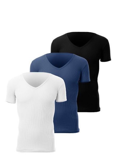 Buy Cottonil Bundle Of Three - V -Derby- Neck Men Undershirts in Egypt