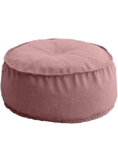 Buy Linen Round Ottomans Floor Cushion Pink in Saudi Arabia