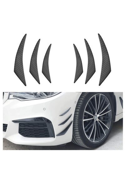 اشتري Car Bumper Protector Car Front Edge Bumper Fin Carbon Fiber Exterior Rubber Fins Spoiler Canards Kit for Car Body Auto Anti Collision Strip Decoration Stickers Accessories for Car 6Pcs في الامارات