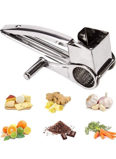 Buy Rotary Cheese Grater, Cylinder Ultra Sharp Cylinders Drums Slicer Stainless Steel Professional Vegetable Shredder for Parmesan Cheese, Garlic, Nut, Ginger, Carrot in UAE