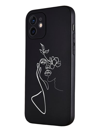 Buy for iPhone 12 Mini Case, Shockproof Protective Phone Case Cover for iPhone 12 Mini, with Face & Flowers white Pattern in UAE