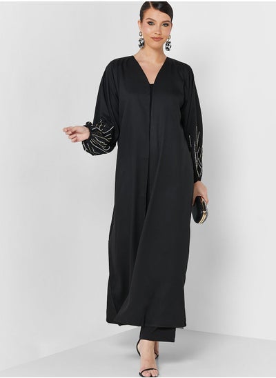 Buy Embellished Sleeve Abaya With Sheila in UAE