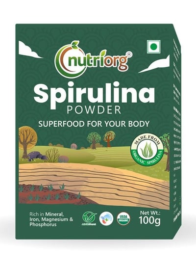 Buy Nutriorg Organic Spirulina Powder 100g Superfood, Rich in Protein, Vitamins in UAE