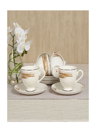 Buy Zineth 12-piece Tea Set, White & Gold in UAE