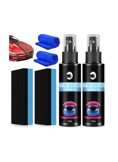 Buy Nano Spray for Car Scratch Repair, High Protection Three In One, Car Scratches Polish, Nano Auto Scratch Repair Spray, High Protection Quick Coating Spray (2 * 100ml) + Towel + Sponge in Saudi Arabia