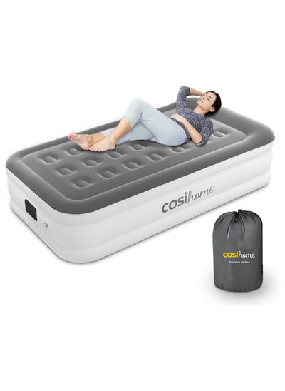 Buy Single Sized Air Bed - Premium Single Inflatable Mattress With a Built-in Air Pump, Integrated Raised Pillow and Storage Bag in UAE