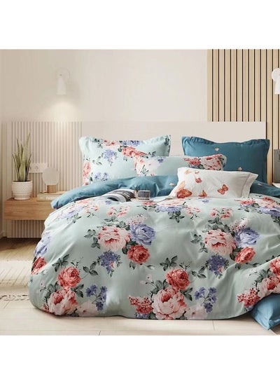 Buy 6-Piece Queen Size Duvet Cover Set , Microfibre Super Soft Cotton , Includes 1xDuvet Cover 180x230cm ,Sheet 160x200+30cm, 4xPillowcases 50x75 cm in UAE