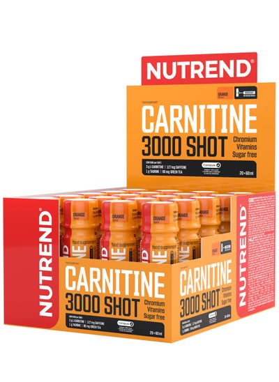 اشتري Carnitine 3000 Shot, 20 x 60 ml, Orange Flavor - High-Dose Liquid L-Carnitine for Fat Metabolism and Energy Boost في الامارات