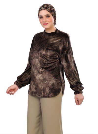 Buy Tie Dye Velvet Sweatshirt  - Brown in Egypt