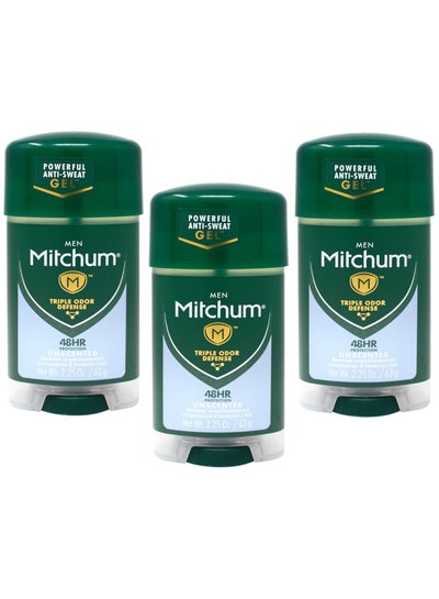 Buy Mitchum Clear Gel Antiperspirant & Deodorant  Unscented (3 x 2.25 oz) in UAE