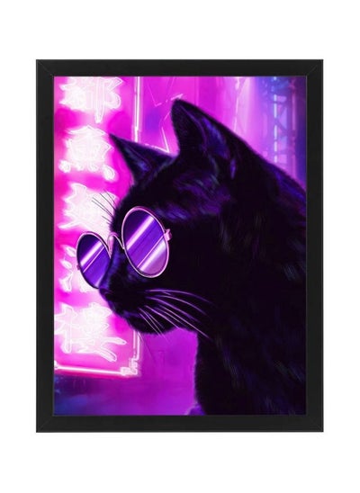 اشتري Cat Neon Digital Wall Art Poster Frame في مصر