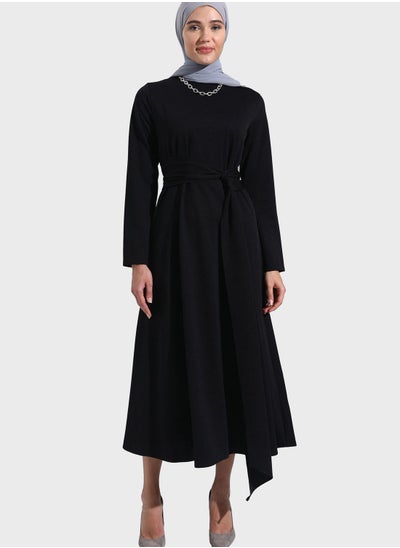 Buy Belted Long Sleeve Dress in UAE