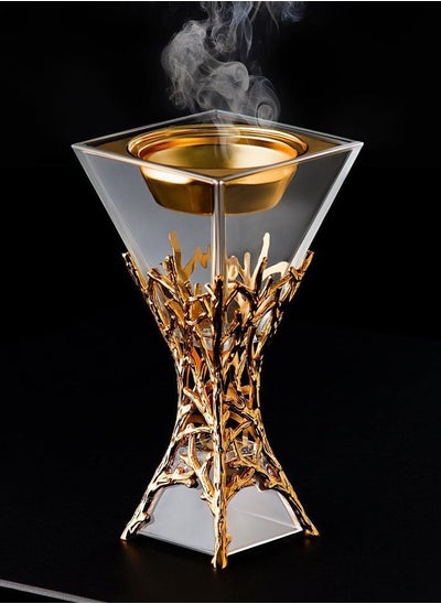 Buy A luxurious Incense Burner with a Modern and Elegant Transparent/Gold Design , Big in Saudi Arabia