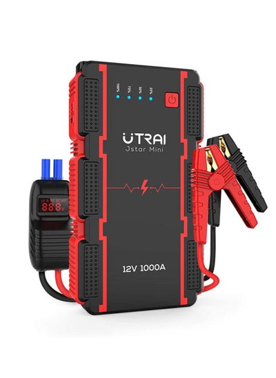 Buy Mini Jump Starter Car Battery Smart Clip With Battery Detection 12V 1000A Up to 6.0L Gas Or 4.5L Diesel Engine Power Pack Auto Battery Booster with LED Light in UAE