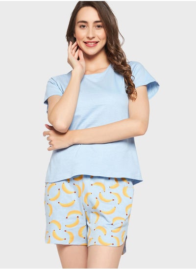 Buy Round Neck T-Shirt & Pyjama Set in UAE