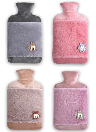 Buy Hot Water Bottle with Soft Hand Pocket Cover Soft Plush Hand Waist Warmer Cover 1.8L Large Capacity Good for Pain Relief Neck & Shoulders Feet Warmer, Menstrual Cramps(Grey/Pink/Brown/Purple) in UAE