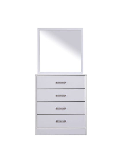 اشتري Astoria Dresser with Mirror Durable Vanity Table Dressing Makeup Desk with Storage Modern Design Bedroom Furnitures L 68 x W 40 x H 79.9 cm White في الامارات