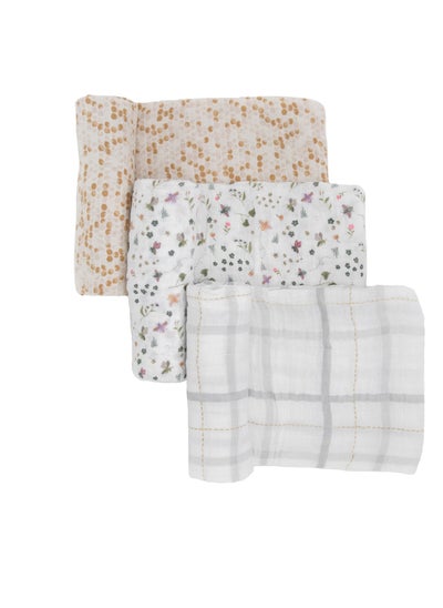 Buy Cotton Muslin Swaddle 3 Pack 	Garden Bees Set in UAE