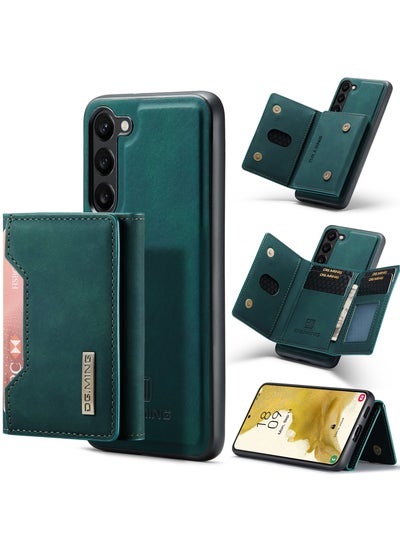 Buy Wallet Case for Samsung Galaxy S23 Plus DGMING Premium Leather Phone Case Back Cover Magnetic Detachable with Trifold Wallet Card Holder Pocket - Green in Egypt