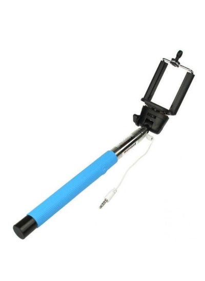 اشتري Monopod Selfie Stick With Telescopic Wired Remote Mobile Phone Holder Blue في الامارات