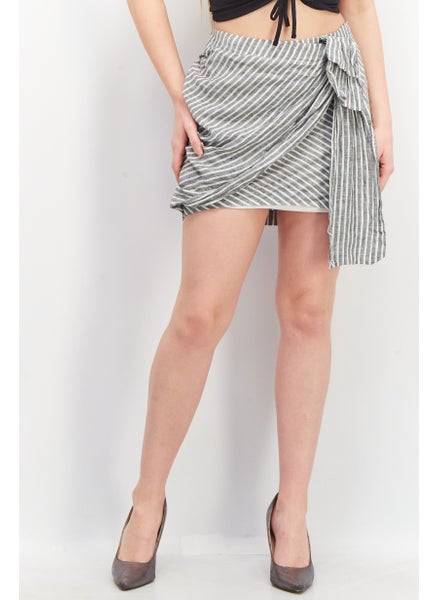 اشتري Women Stripe Mini Skirt, Black/White في الامارات