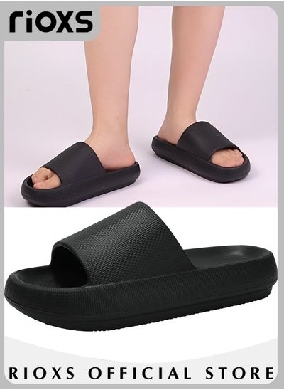 Buy Slides for Women Men Pillow Slippers Non-Slip Bathroom Shower Sandals Soft Thick Sole Indoor and Outdoor Use in Saudi Arabia