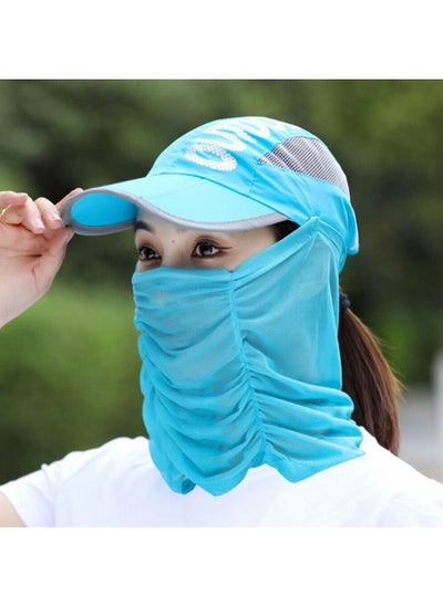 اشتري Summer Sun Protection Tea Hat Men and Women Cover Face Peaked Cap Outdoor Riding Anti-ultraviolet Sun Hat Breathable and Foldable في الامارات