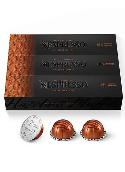 Buy Nespresso Capsules VertuoLine Hazelino Muffin Mild Roast Coffee 30 Count Coffee Pods in UAE