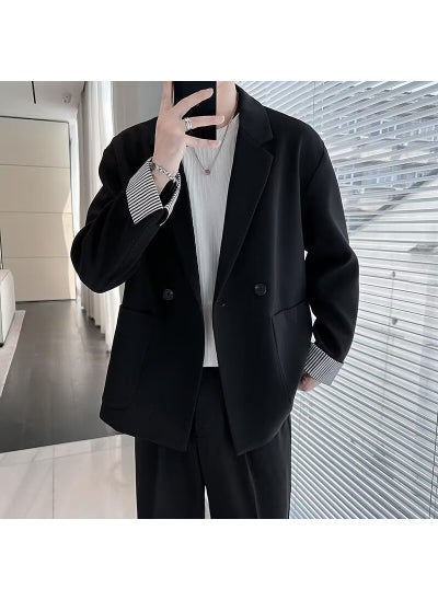 اشتري Spring Casual Blazer Mens Trendy Black Jacket Black في الامارات