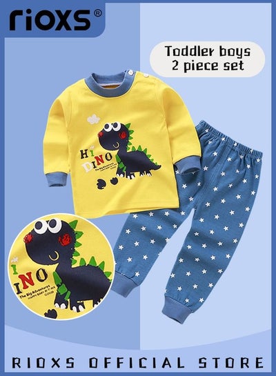 Buy Baby Boys Long Sleeve Tops Pants Clothes Set 2 Pcs Pajama Set Outfits Playwear Sleepwear in UAE