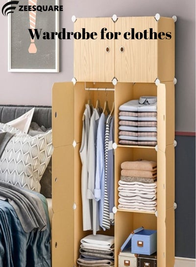 Buy Storage Cabinet For Clothes with 6 Drawer Organizer Hanger Portable wardrobe for Garments Books and Toys in UAE