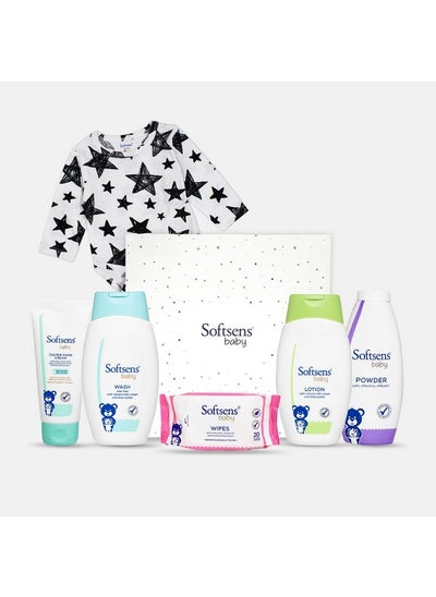 Buy Baby Rockstar Baby Essentials Gift Box Pack Of 7 |Premium Gift Set For New Born Baby | Bath & Skin Care Products Gift Box | Newborn Baby Essentials | Baby Shower Gift in Saudi Arabia