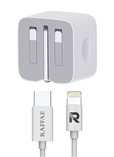 Buy 25W PD Power Adapter (GaN) USB Type C with Lightning Cable for Iphone 14/14 Plus/14 Pro/14 Pro Max/13/12/11- White in UAE