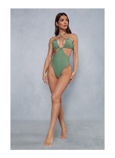 Buy Halter Neck Cut Out Swimsuit in UAE